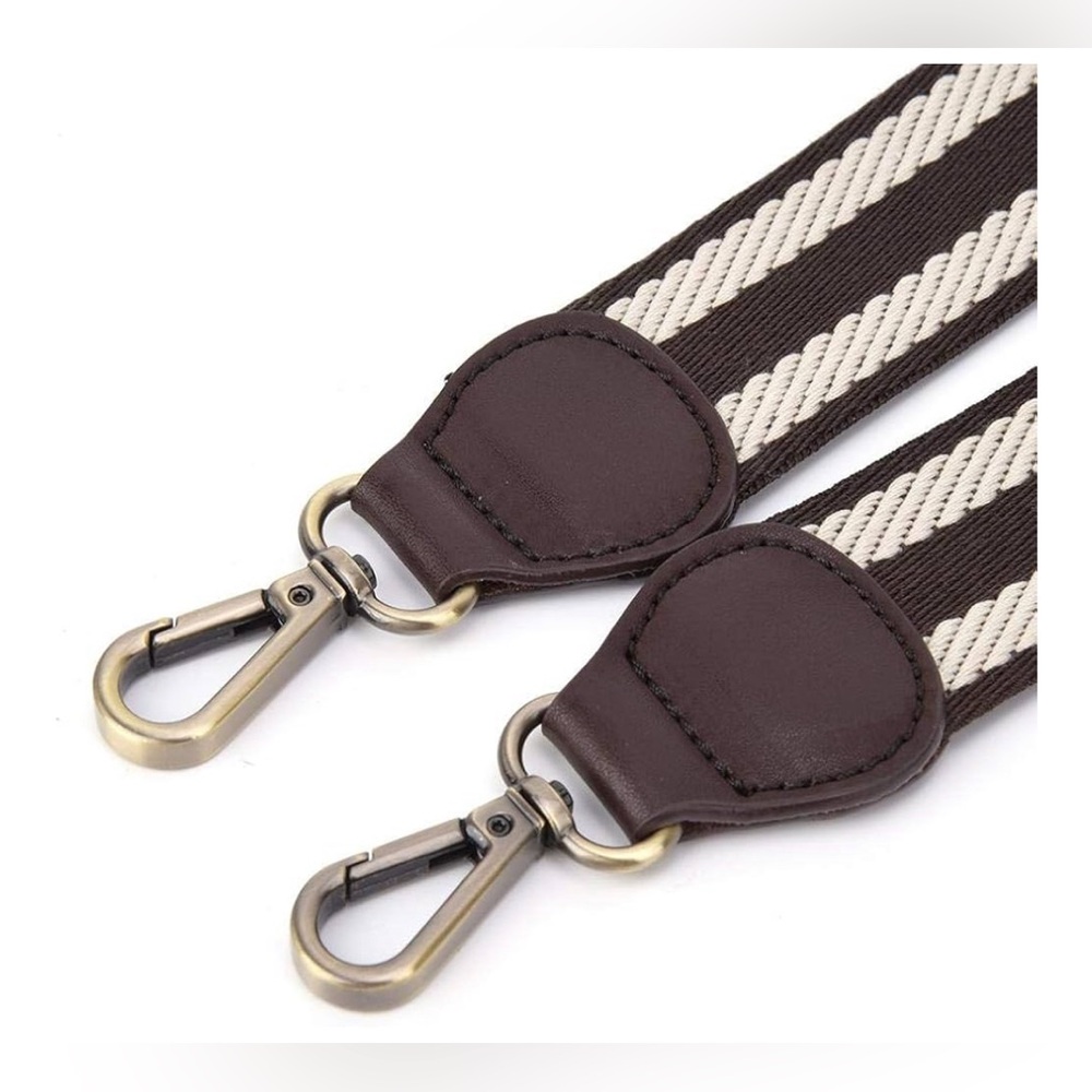 Heepdd | Woven Ribbon with Leather Ends Adjustable Brown Crossbody Strap NEW - Picture 4 of 8
